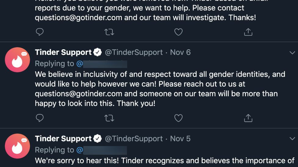 Tinder support page