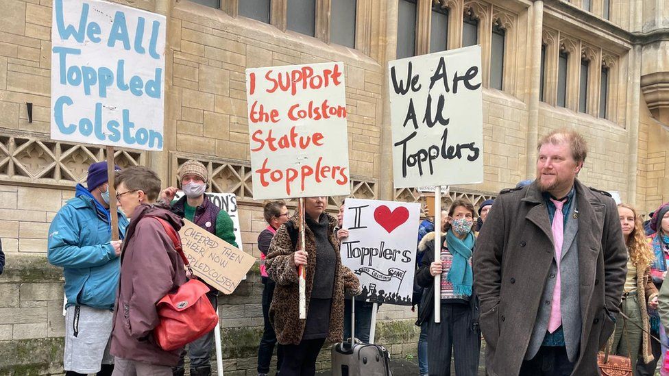 Protesters outside Bristol Crown Court