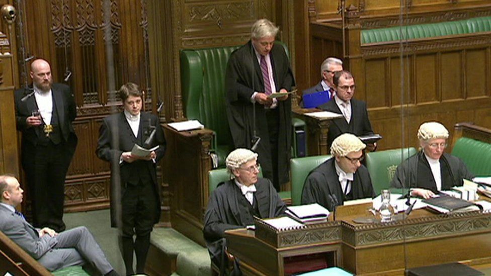Mr Bercow in the chamber. His current private secretary is in the secretary's spot, at the Speaker's left hand side.