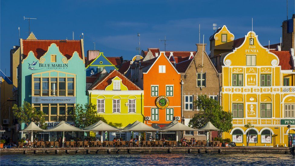 Houses on the waterfront in Willemstad, Curacao