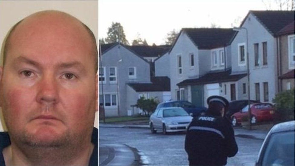 Killer Steven Mathieson and the crime scene in Falkirk