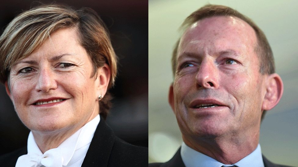 composite image of Christine Forster and Tony Abbott