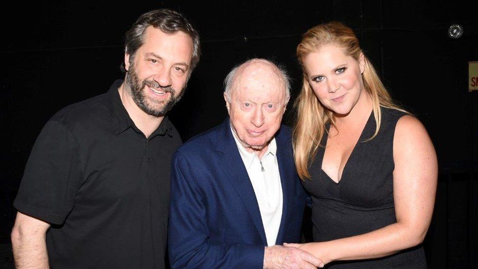 Norman Lloyd with Judd Apatow (left) and Amy Schumer in 2015