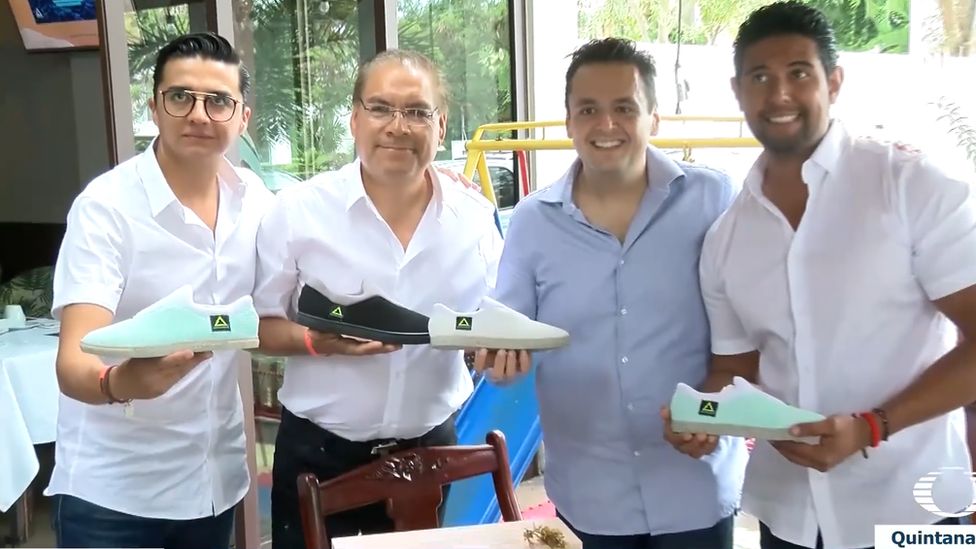 Presentation of seaweed shoes, Cancun, Mexico, 2019