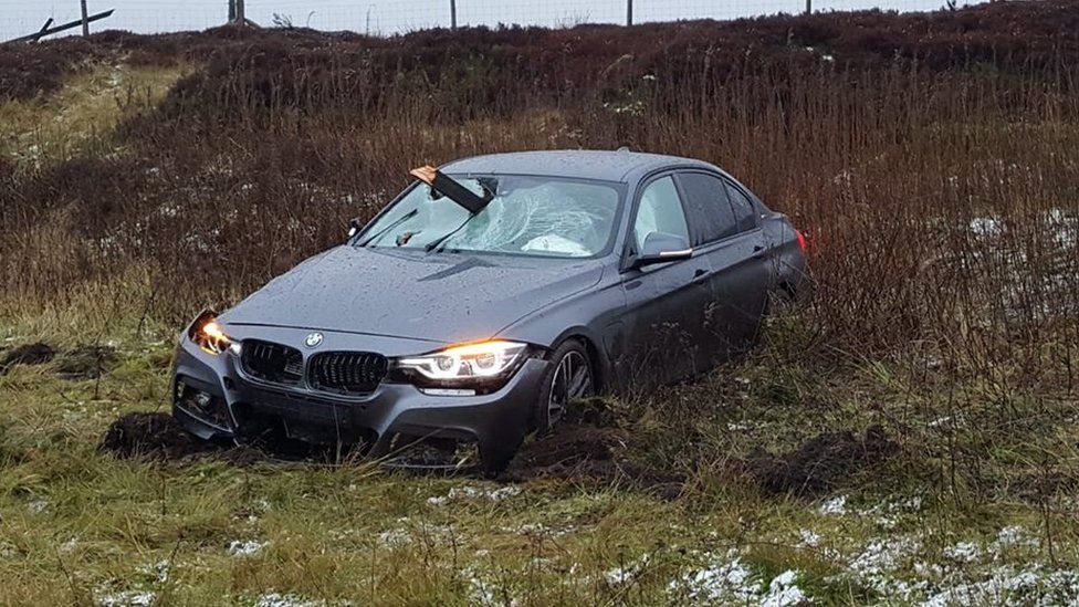 Woodhead Pass crash Driver lucky to escape skewered car BBC News