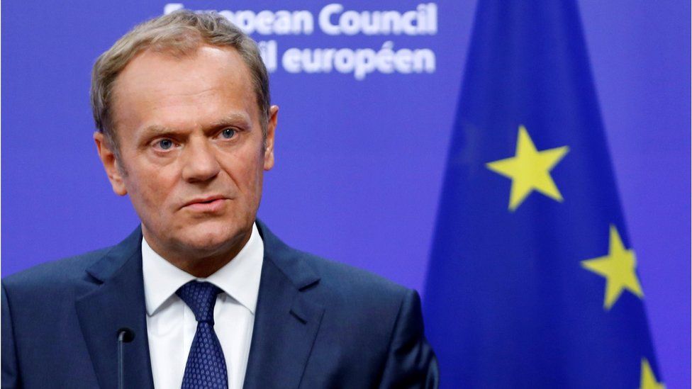 European Council President Donald Tusk briefs the media after Britain voted to leave the bloc, in Brussels, Belgium, June 24, 2016.