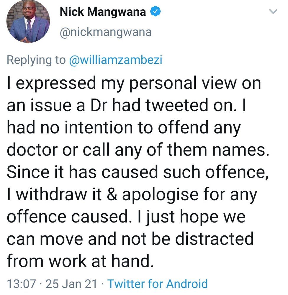 Скриншот удаленного твита Ника Мангвана