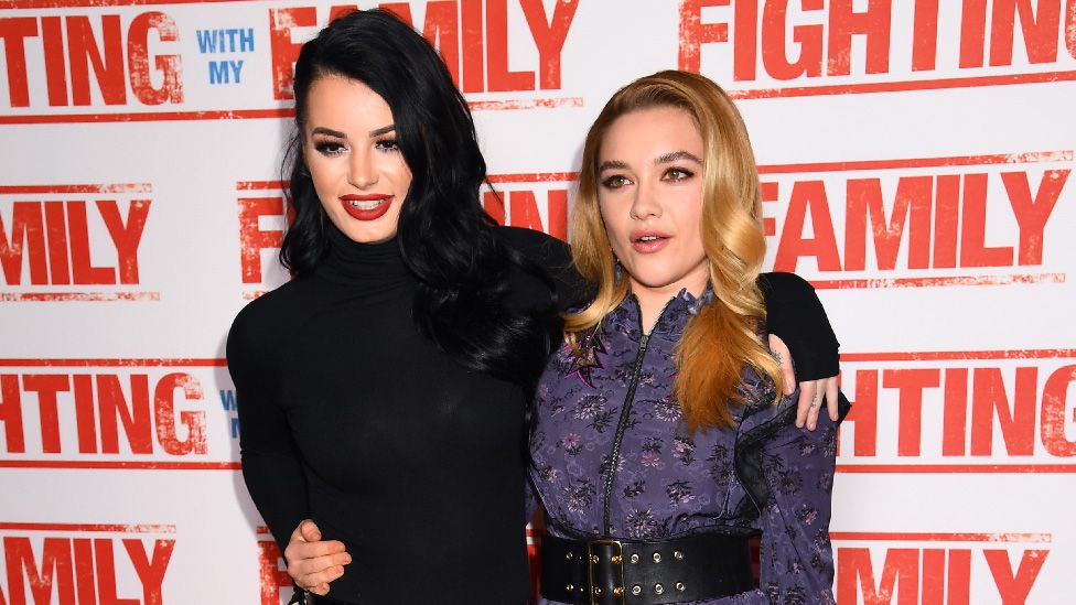 Paige and Florence Pugh at the premiere of Fighting with My Family