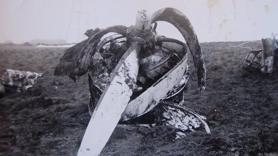 Wreckage of the plane on Winter Hill