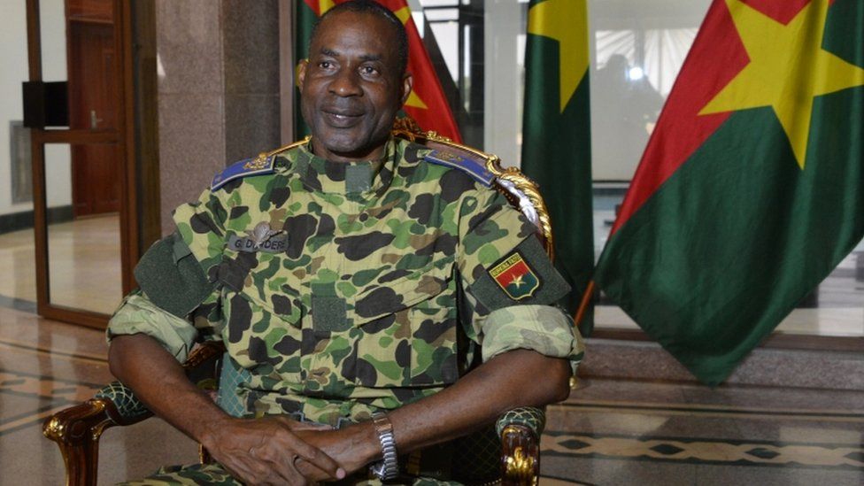General Gilbert Diendere sits at the presidential palace in Ouagadougou, on September 17, 2015