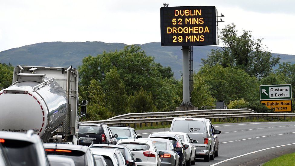 Motorway approaching the border between Northern Ireland and Ireland, near Newry, Northern Ireland