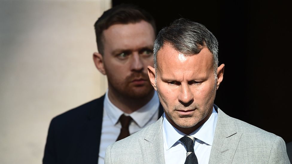 Ryan Giggs leaving at the end of the second day of the trial on Tuesday