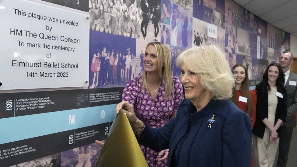 Queen Consort Camilla unveils a plaque
