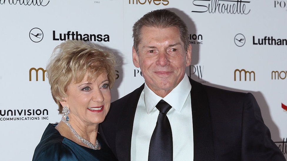 Linda McMahon and Vince McMahon stand side by side at the Grand Hyatt New York on 14 November 2013 in New York City.