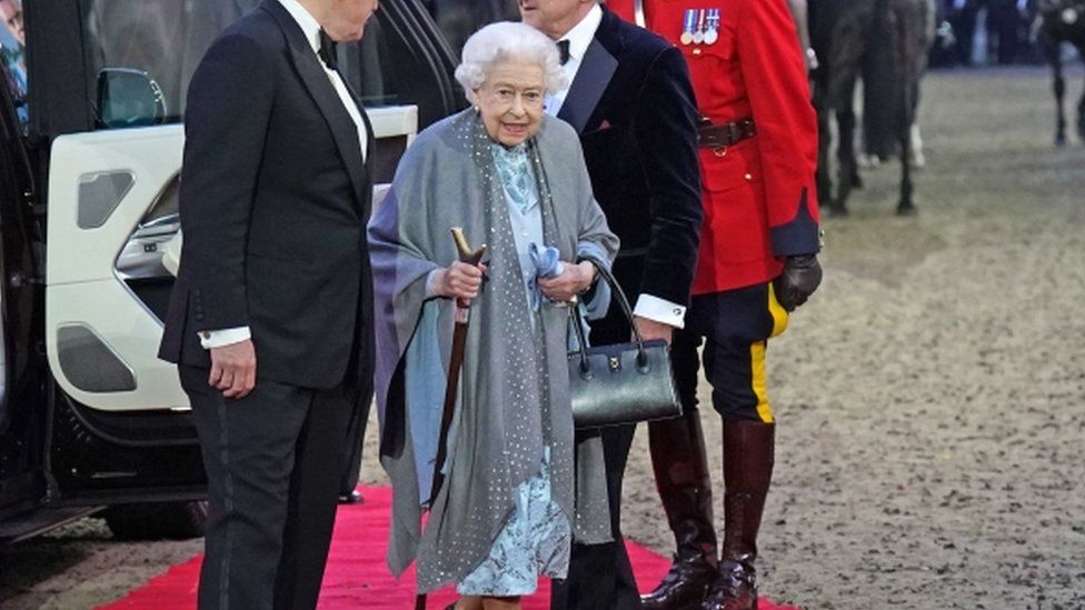 Queen Elizabeth II arrives for the A Gallop Through History Platinum Jubilee celebration at the Royal Windsor Horse Show at Windsor Castle.