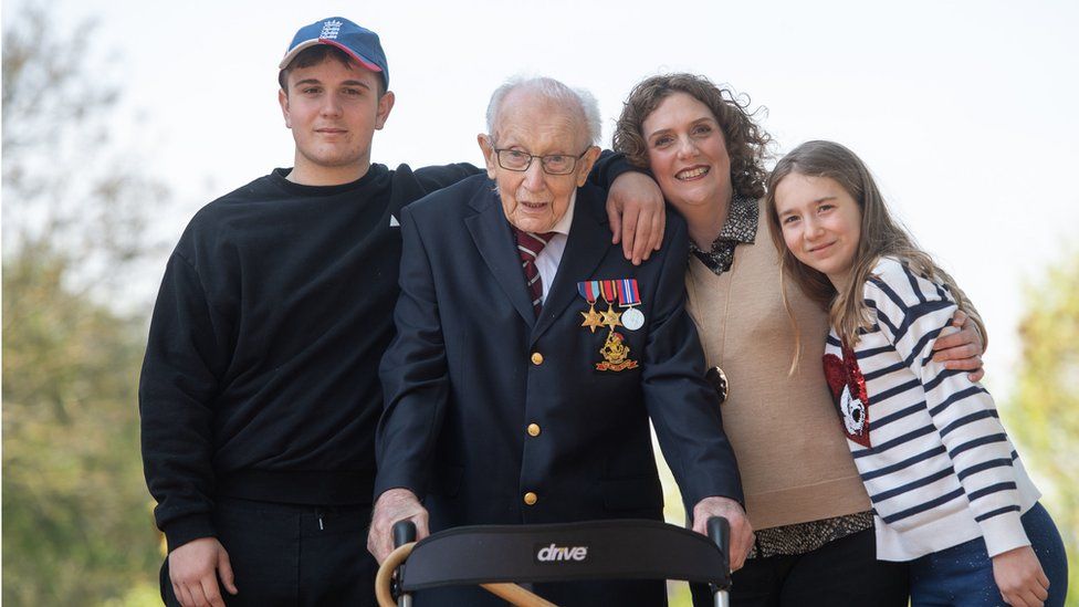 Captain Sir Tom Moore with family