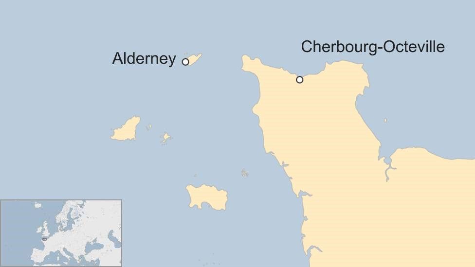 Map of Alderney and Cherbourg