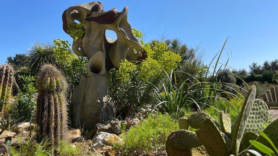 Sculpture and plants in East Ruston Old Vicarage garden