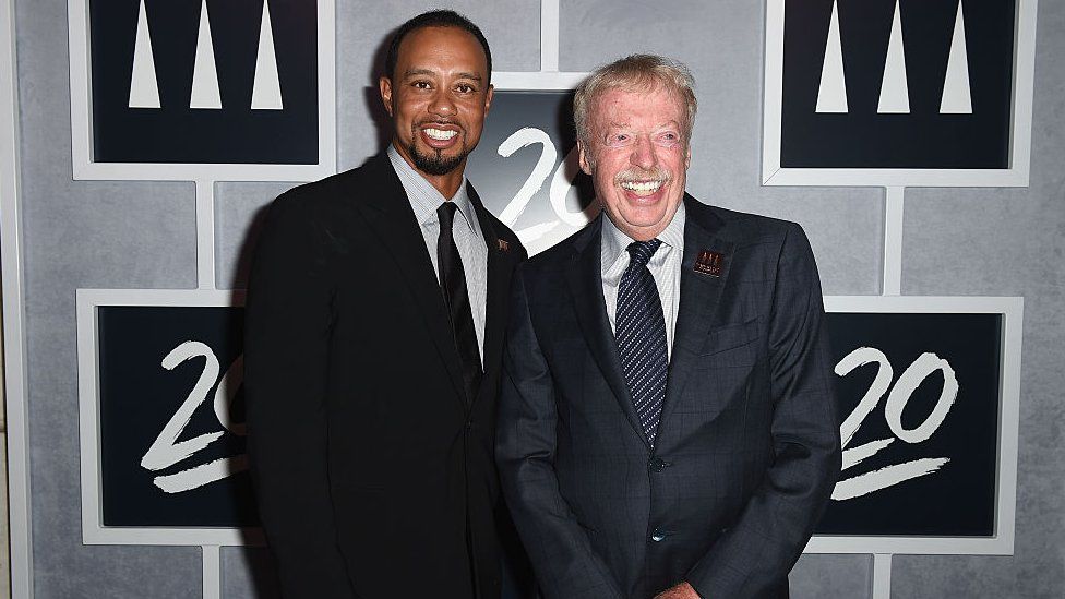 Tiger Woods and Nike co-founder Phil Knight attend the Tiger Woods Foundation's 20th Anniversary Celebration at the New York Public Library on October 20, 2016