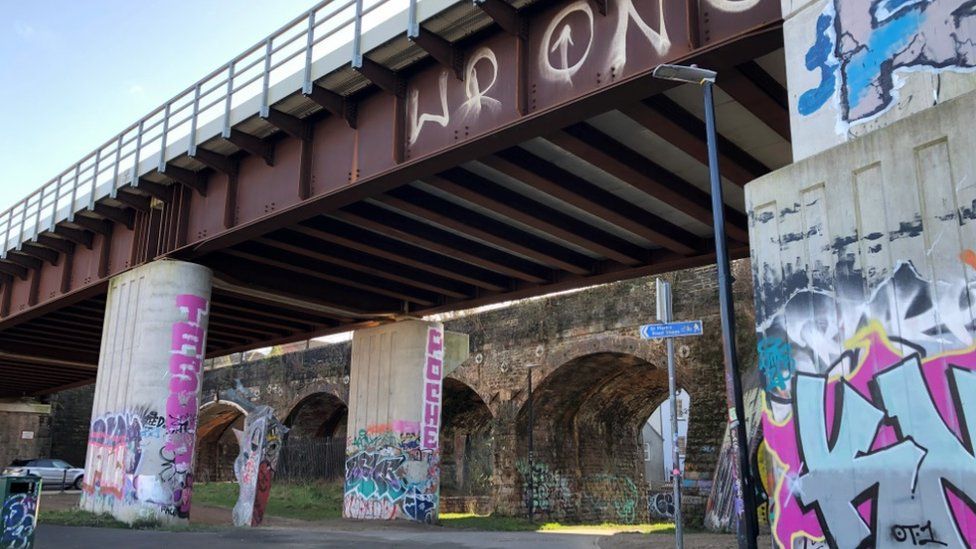 vibrant artwork at Fox Park viaduct in Easton, Bristol