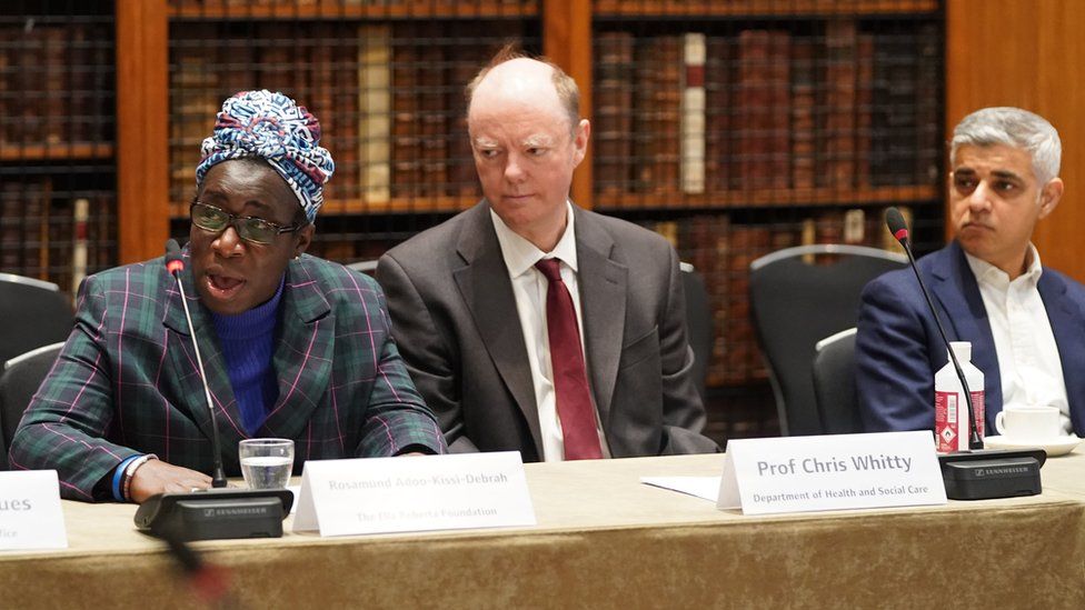 Rosamund Adoo-Kissi-Debrah, Professor Sir Chris Whitty and Mayor of London Sadiq Khan at the London Clean Air and Health Summit