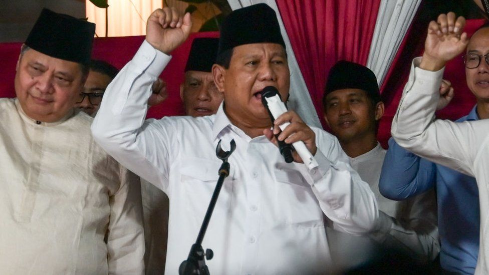 Mr Prabowo delivers his victory speech at his residence in Jakarta on March 20 2024, shortly after his election was confirmed