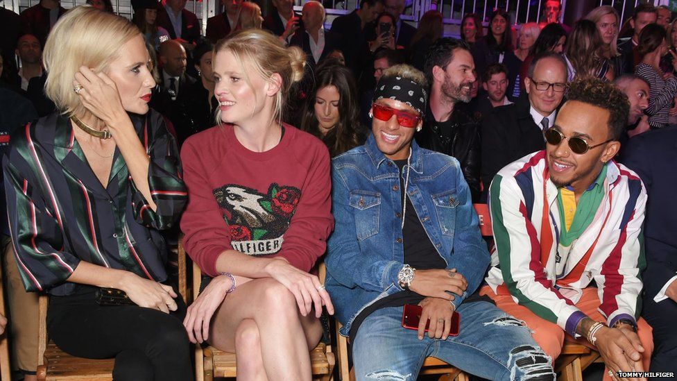 Poppy Delevingne, Lara Stone, Neymar and Lewis Hamilton were among the guests at Hilfiger