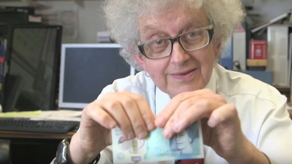 Prof Poliakoff with bank note