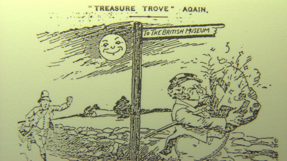 Una viñeta de periódico de la época muestra a un personaje parecido a John Bull huyendo con el meteorito.