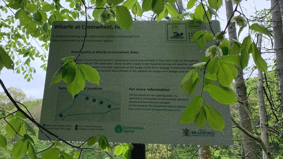 River Wharfe pollution signage May 2021