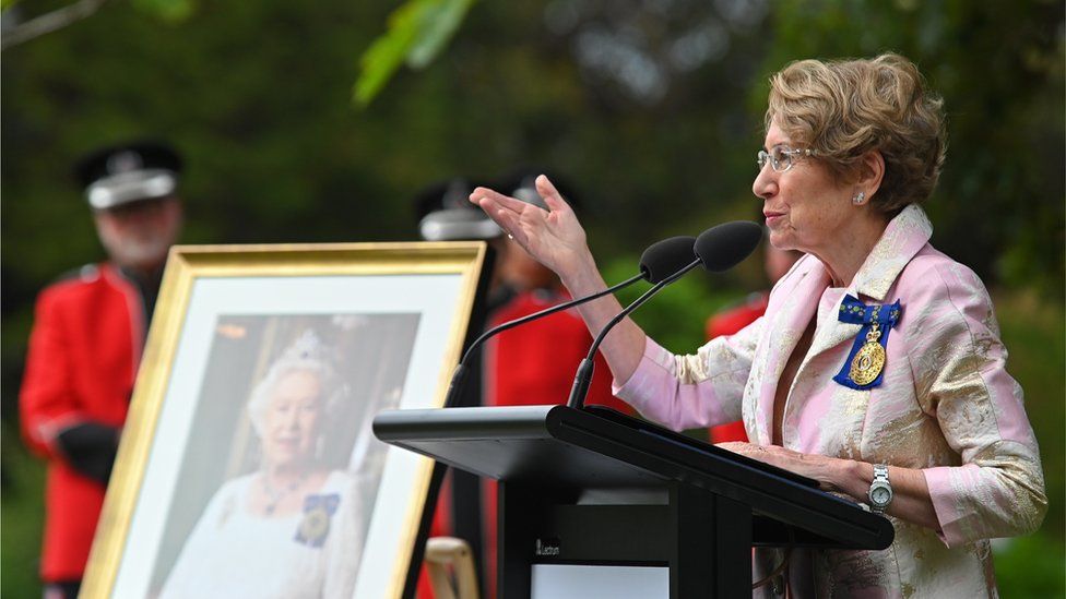 New South Wales Governor Margaret Beazley speaks during a celebration honouring the Queen's Platinum Jubilee at the Government House in Sydney, Australia