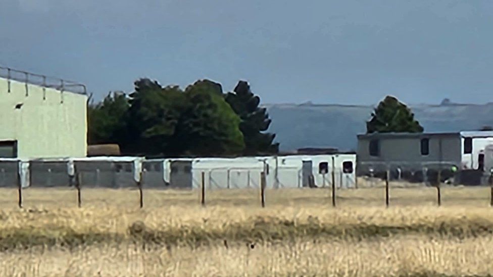 The portable cabins on the site
