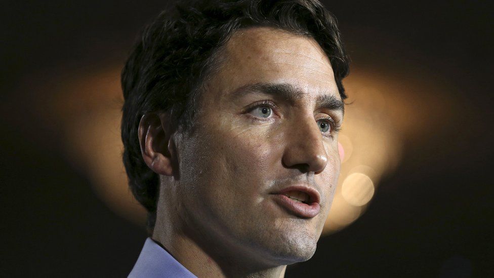 The leader of Canada's Liberal Party, Justin Trudeau, speaks at a news conference in Calgary, Alberta, October on 18 2015.