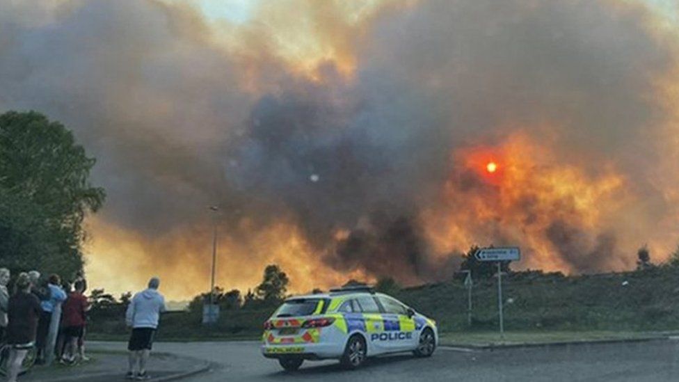 Fire at Canford Heath, Poole, Dorset