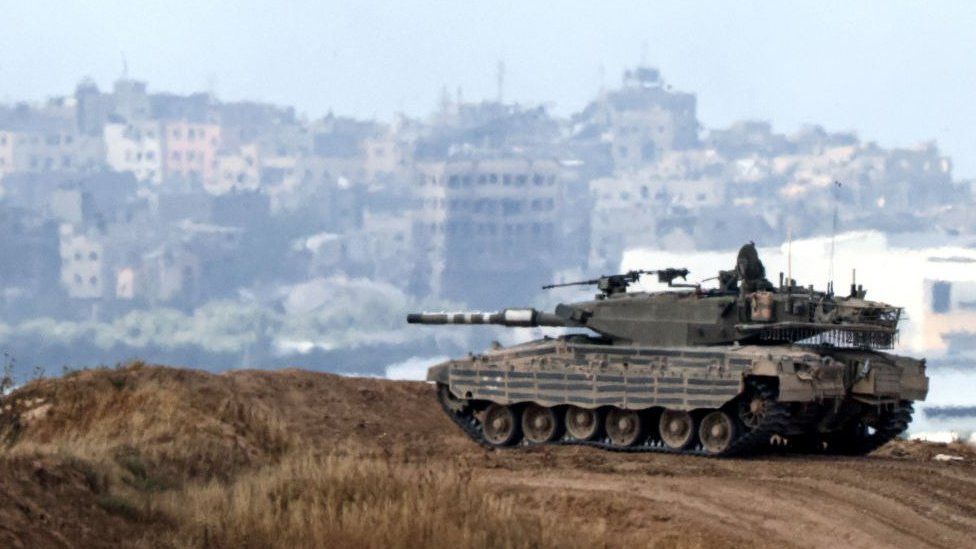An Israeli tank near the Gaza Strip