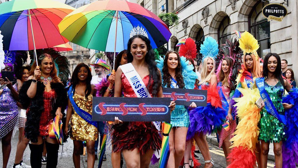 Colourful outfits at Birmingham Pride