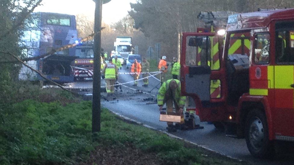 Wrentham A12 crash Van driver critical after bus collision BBC News