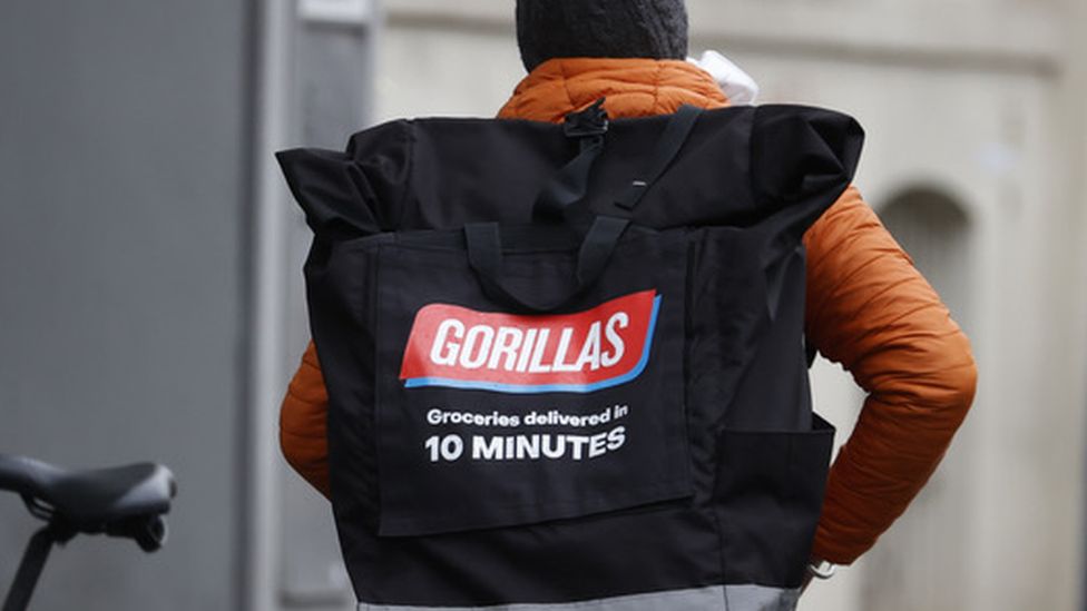 Delivery person for Gorillas fast grocery service