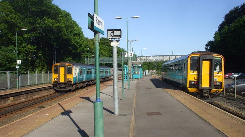 Two Arriva Trains Wales trains at Radyr station