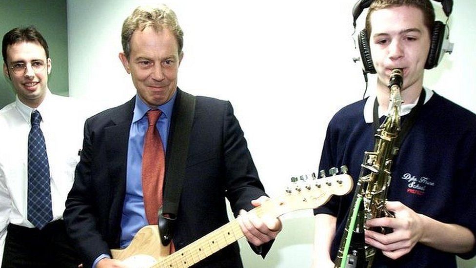 Tony Blair with guitar