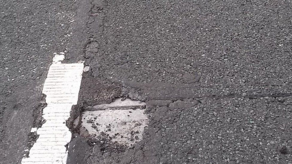 Pot holes like this are being repaired during the closures