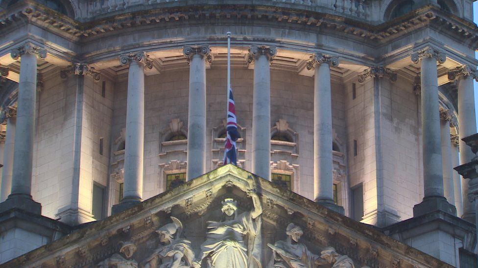 Union flag at half mast at City Hall