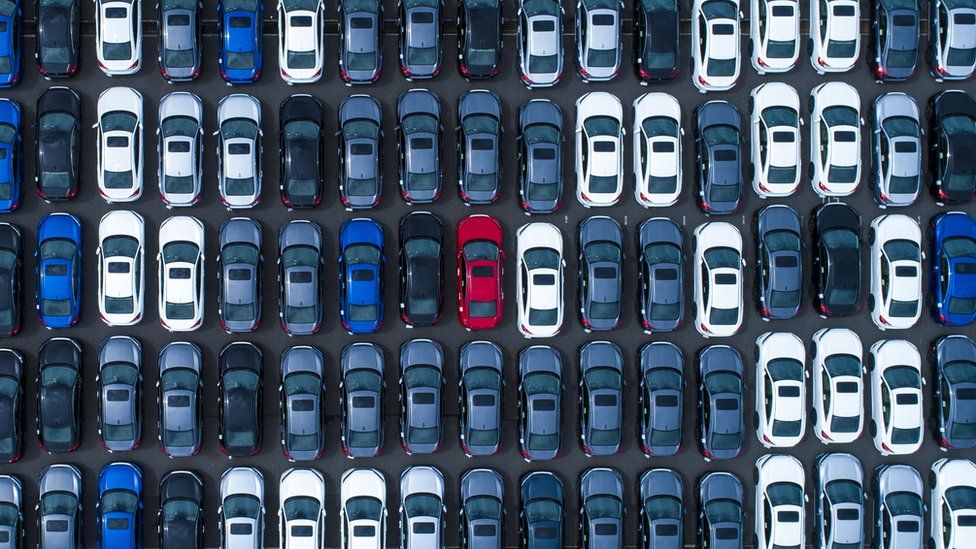 Large number of cars in a car park