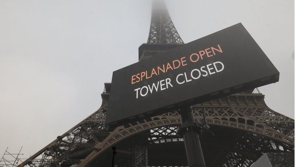 The Eiffel Tower in Paris was closed on Thursday