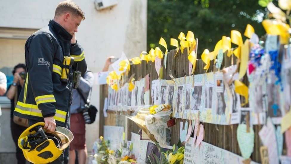 Firefighter at Grenfell tributes
