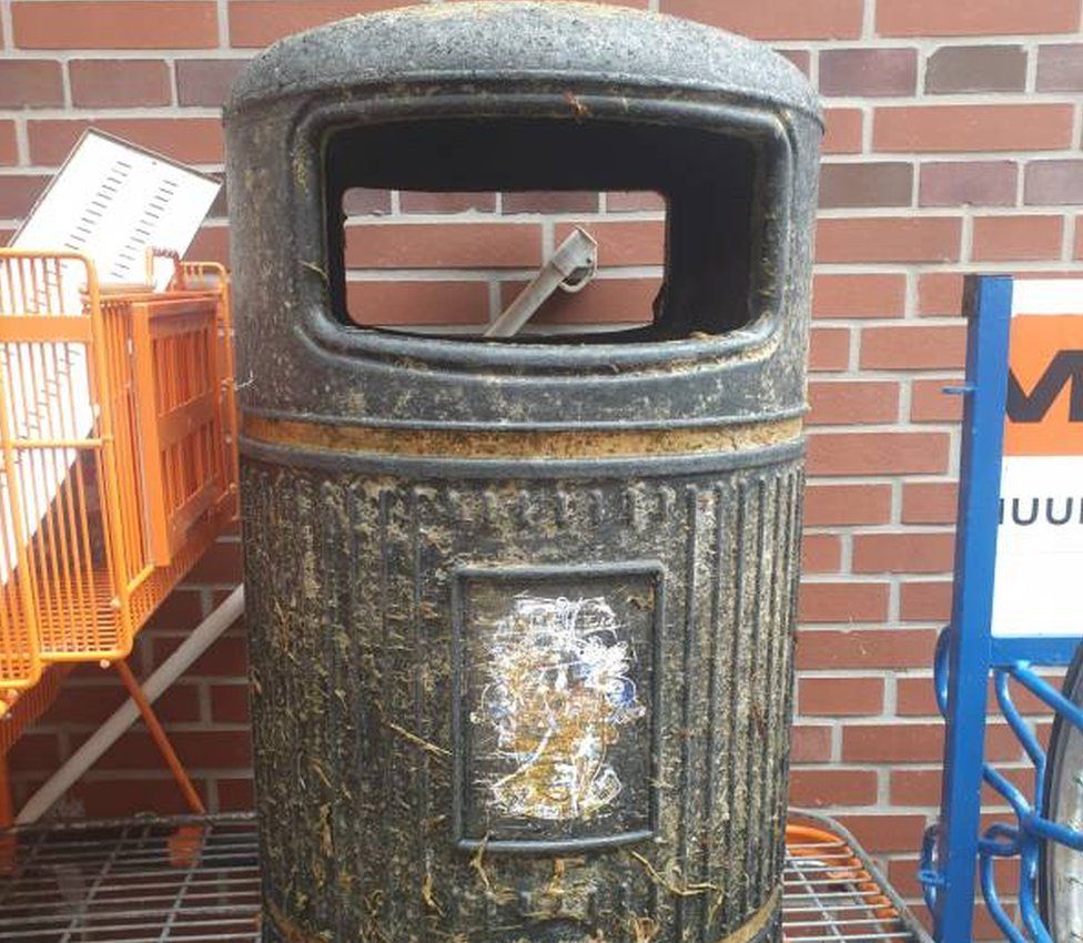 Worthing Pier litter bin found washed up in Germany BBC News
