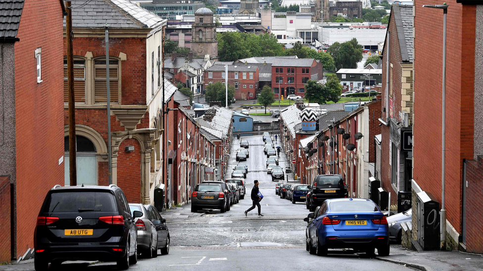 view down a Blackburn street