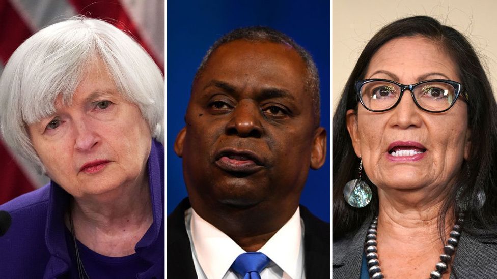 Composite image of Janet Yellen, Lloyd Austin, Deb Haaland