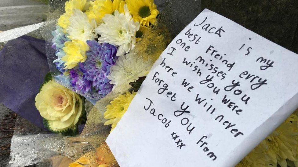 Flowers and letter to Jack