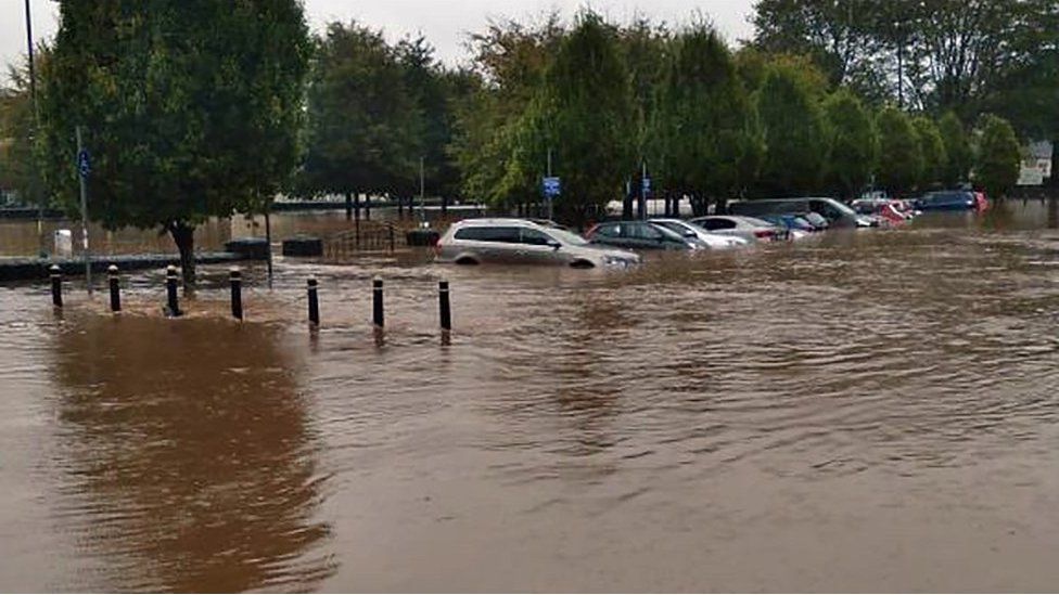 Flooded roads in Cork, Ireland